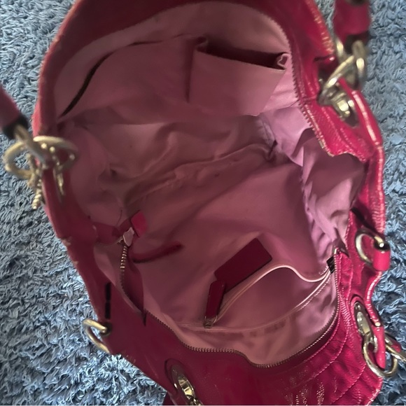 COACH Alex Op Art Patent Leather Raspberry Tote H0920-14255 - Picture 3 of 8